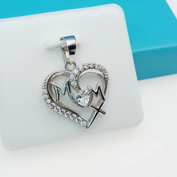 "925 Sterling Silver CZ Beautiful Mom Pendant for Women, 1USPAR4024 - Picture 7 of 11